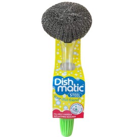 Easy Do Dish Matic Fillable Dish Wand Brush with Handle for Dishwashing | Soap Dispensing Steel Scrubber for Utensils | Fillable and Refillable Dishwashing Tool with Stainless Steel Scrub Refill