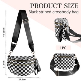 TELAIN Beach Bag Shopper Bath Bag Spacious Checkered Nylon Crossbody Bag Bum Bag Checkered Handbags Wallets for Women