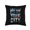 Nyc Travel Enthusiasts Vertical Collage Photo Style Throw Pillow