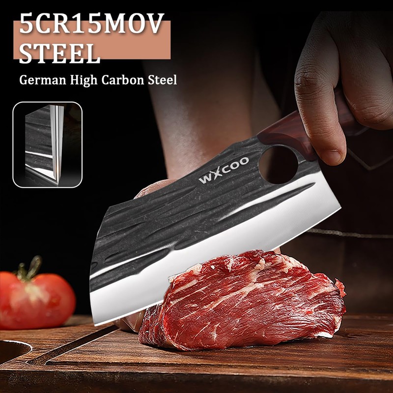 WXCOO Butcher Knife Set - 4pcs Hand Forged Meat Cleaver