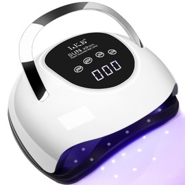 UV Lamp for Gel Nails, 220 W Professional Fast UV Lamp Nails with 4 Timers, Touch Screen, Automatic Sensor, Portable Handle LED Lamp Nails