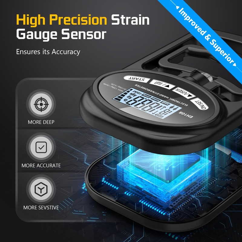 Hand Grip Strength Tester Trainer - Electronic Hand Dynamometer Forearm