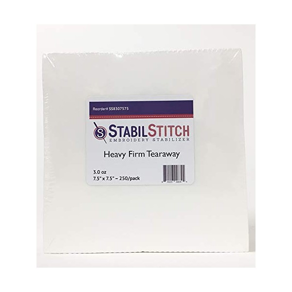 Heavy (3.0 oz.) Firm Tearaway Stabilizer 7.5" x 7.5" 250