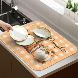 Quick Absorbent Kitchen Drying Mat - Stylish Patterns Dish Drying Mat- 16×18 Inch & 18×24 Inch Kitchen Drainer Mat for Countertops, Dishes & Glassware