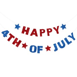 Happy 4th of July Banner, Independence Day Banner, American Themed Hanging Decoration, Independence USA 4th of July Banner Party Decoration Supplies