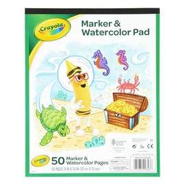 Crayola Marker & Watercolor Pad, 50 Blank Coloring Pages, Painting Paper, Art Supplies for Kids, Gifts