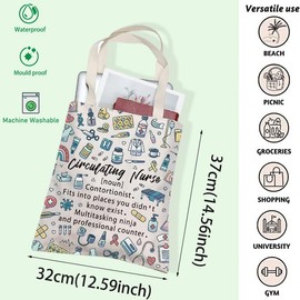FOTAP Tote Bag - Circulating Nurse Gift - Operating Room Nurse Handbag - Spacious, Lightweight, Water Resistant - Unisex-Adults - White - 14.9x13.7 inches