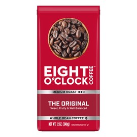 Eight O'Clock Coffee The Original Whole Bean Coffee, Medium Roast, 12 Ounce (Pack of 6) - Sweet, Fruity, Well Balanced