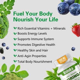 Organic Moringa Capsules 1000mg - Antioxidant Superfood for Energy & Metabolism Support, Immune Boost, Vegan, Non-GMO, 60 Plant-Based Capsules (2-Month Supply) (1)