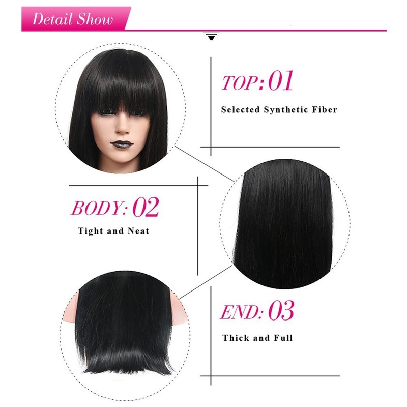 White Short Bob Kids Wig Wavy Wigs with Bangs for