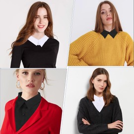 wlertcop 2 Pieces Blouse Collar Insert Women's Collar Insert Pullover with Blouse Insert, Detachable Collar Insert Men's Fake Collar Shirt Collar Insert, Blouse Women's Blouse Collar, black, white