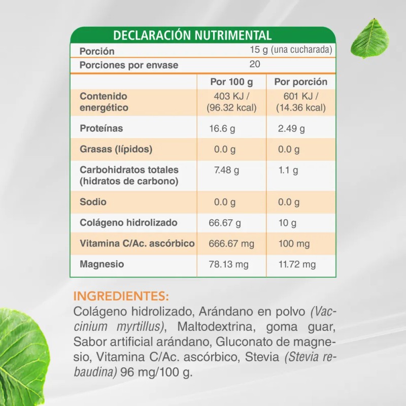 Colágeno Hidrolizado Sin Azúcar Con Arándano Nutrasien 300g