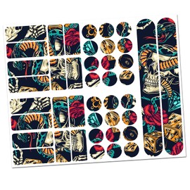 Finest Folia 34 Piece Bicycle Frame Protective Film Sticker Protection MTB BMX Chain Paint Protection Film (23 Skulls and Snakes)