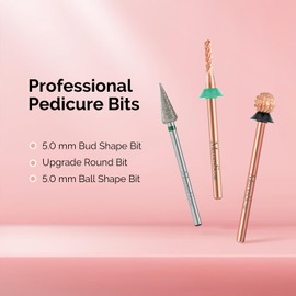MelodySusie Upgrade Round Shape Pedicure Bit, 3/32'' Carbide Tungsten Bits, Suitable for Remove Forefoot Calluses Cuticle Dead Skin Nail Prepare, Beginners Bits, Rose Gold, Series Bit-S, Coarse