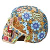 Skull Figurine with Floral Pattern - 16 cm Height, Bone