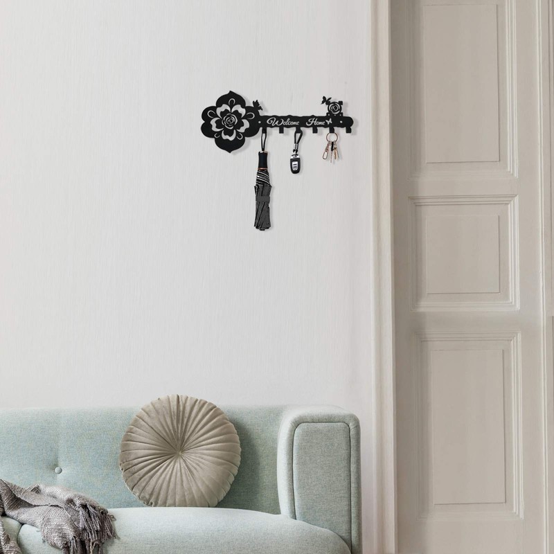 Deveosa Key Hooks Holder for Wall Decorative - Small Black
