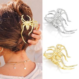 Fashey Spider Hair Claw Clips Gold Hair Claws Nonslip Metal Hair Clips Hair Accessories for Women and Girls(Pack of 2)