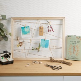 LIVAIA Craft Set: Natural DIY Set with 6x33ft Jute Twine and 60 Wooden Clips – Twine String for Crafts – Childrens Crafts Set – Jute Rope Craft Box