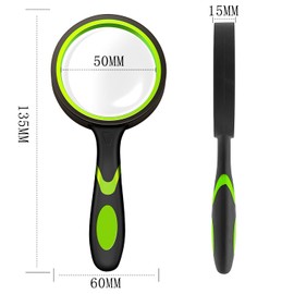 Eruinfang Lupe,Handlupe,10X Handheld Lupe,50mm bruchsicherer Hohe Klarheit Vergrößerungsglas, Leselupe für Wissenschaftsbücher, Juwelier, Zeitungen, Lesen, Insekten (Grün)