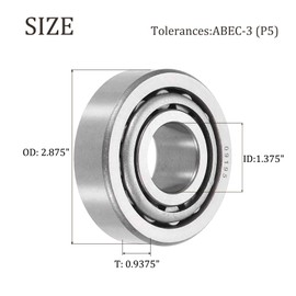 sourcing map 2pcs 25877/25821 Tapered Roller Bearing Cone and Cup, 1.375" Bore x 2.875" OD x 0.9375" Thick, Chrome Steel Taper Bearing Set, ABEC-3