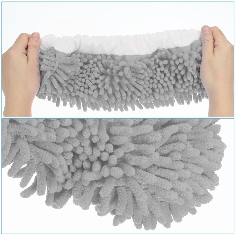 sourcing map Mop Slippers Washable Microfiber Floor Cleaning Shoes Cover