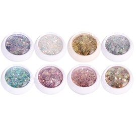 Healvian 8pcs Nail Glitter Powder Shimmering Sequins Gradient Sequins Powder for Nail Dipping for Home or Salon Use