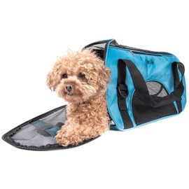 PET LIFE 'Altitude Force' Airline Approved Sporty Zippered Folding Fashion Pet Dog Carrier, Large, Blue