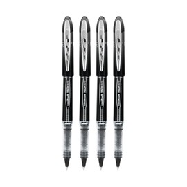 uniball Vision Elite Rollerball Pens, Micro Point (0.5mm), Black, 4 Pack