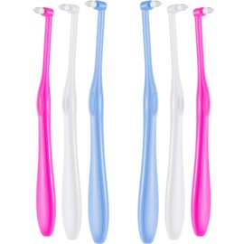 Boao Cepillo de Dientes con Mechones (6 Piezas), con Mechones en los Extremos, Borde Suave, Compacto, Interdental para Limpieza Detallada, Cepillo Cónico