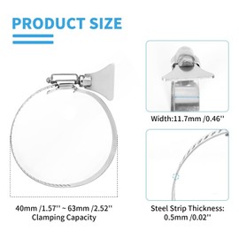 Pool Hose Clamps for 1 1/2" Above Ground Swimming Pool, 1 9/16" - 2 1/2" (40-63mm) Adjustable Thumb Screw Key Hose Clamps, Stainless Steel Filter Pump Hose Connector Clamps, 20 Pcs