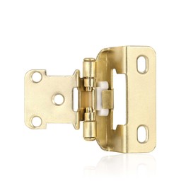 Vallecloud 4 Pack (2 Pair) Brass Gold Cabinet Hinges for Kitchen Cabinet Door, Partial Wrap Self Closing 1/2" Overlay Kitchen Cabinet Hinges, Semi Hidden Cabinet Hinge for Cabinet Doors