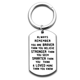 Nimteve Inspirational Keyring Gifts For Best Friends Family Women Men Key Chains Key Tag Always Remember You are Braver Stronger Smarter Pendant Keychain Christmas Gifts (Always Remember)