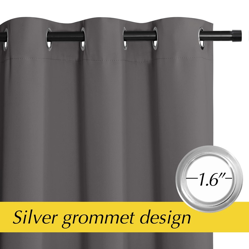 NICETOWN Grey Blackout Closet Door Curtains - Energy Saving Thermal