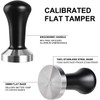 POEFT 58mm Coffee Tamper Stainless Steel Frosted Handle Flat Bottom