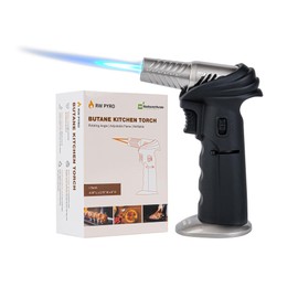 Restaurantware-RW Pyro Creme Brulee Torch With Adjustable Flame, 1 Refillable Culinary Blow Torch - Butane Gas Tank Not Included, Rotating Head, Black, Security Lock, For Cooking, BBQ