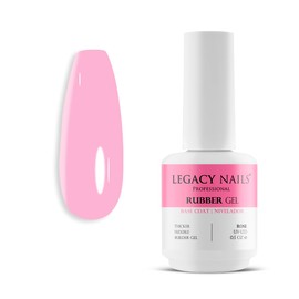LEGACY NAILS Professional Rubber Gel Base-Coat - ROSE 0.5 fl oz. - Nivelador UV-LED Full Coverage Elastic Thick Flexible Gel Base Coat Builder (RUBBER GEL - ROSE 0.5 OZ)