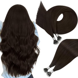 Easyouth Hair Extensions Real Hair Nanoring 40 cm Dark Brown Real Hair Nanoring Extension Colour Darkest Brown Hair Extensions Nanoring Extension Invisible #2 40 cm 50 g 50s