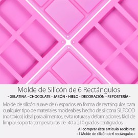 Mercader Digital Molde Silicón 6 Rectángulos Jabón Repostería Velas Gelatina