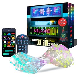 Brewish 400 LED Curtain Fairy Lights | 7.2 x 7.2 Feet Programmable DIY Christmas String Light | Color Changing Music Sync Text, Cartoon Display Options | Remote & App Controlled | IP65 Waterproof