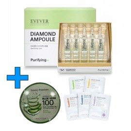 Eveever Diamond Ampoule Purifying (Purifying) 2ml / 이브에버 다이아몬드 앰플 퓨리파잉 (청정) 2mlX20개+수딩젤 300ml+마스크팩 5매