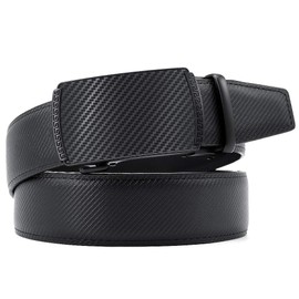 Doopai Men's Leather Belt, Business Click Belt, Comfortable, No Holes, Gentleman's Belt, Casual, Large Size, Gift Box Included, 01 Basic Automatic Buckle, 全長135cm/ウエスト70cm〜120cmに最適