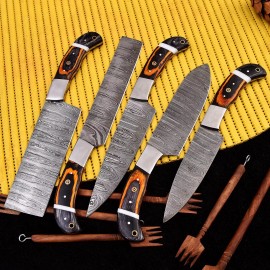 CHEF KNIVES Handmade HAND FORGED DAMASCUS STEEL CHEF KNIFE Set Kitchen Knives X365