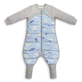 Love to Dream Extra Warm Toddler Sleep Suit (24-36 Mo), Super Soft Temp Regulating Sleeping Sack, 3.5TOG Warm Wearable Blanket, Blue
