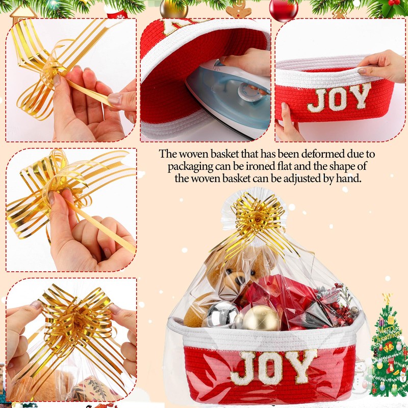 1 Set Christmas Gift Basket Empty Small Woven Rope Basket