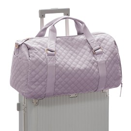 Travel Duffle Bag with Toiletry Bag, Waterproof Weekender Overnight Bag for Women, Lightweight Tote Luggage Carry on Sport Gym Bags with Shoe Compartment&Wet Pocket&Trollery Sleeve, Purple