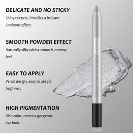 Eyeshadow Pen, Crayon Waterproof Eyeshadow Stick, Shimmer Cream Eye Shadow Pencil, Lasting Waterproof And Not Blooming Pearlescent Eyeliner Pencil Create Glitter Eye Makeup (Pearly Grey)