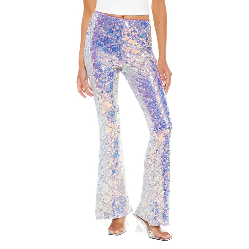 Forever 21 Women's Iridescent Sequin High-Rise Pants, Purple
