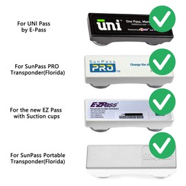 Skin for SunPass Pro, SunPass Portable, UNI Pass, and Rectangular EZ Pass. Discreet Transponder Cover with Suction Cups (1)