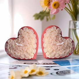 Heart Candle Molds 3D Heart Rose Flower Candle Molds Silicone Resin Casting Molds for DIY Making Valentine's Day Candle Decorate Polymer Clay Craft Plaster (Heart Rose-3)