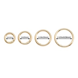 DEVPSISR 15pcs Trigger Spring O Rings Round,Metal Keychain Ring Round Carabiner Clips for Keyrings Buckle, Bags,Purses (Gold, 1 inch)(Gold,1 inch)